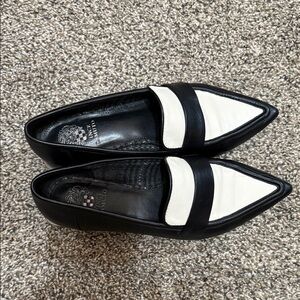 Vince Camuto Black and Cream Women's Loafers